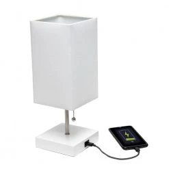 14.25 in. Petite White Stick Lamp with USB Charging Port and White Fabric Shade Set (2-Pack) by Simple Designs 14 14.25 in. Petite White Stick Lamp with USB Charging Port and White Fabric Shade Set (2-Pack) by Simple Designs -Simple Designs Online Shop white simple designs table lamps lc2004 wow 2pk 76 1000