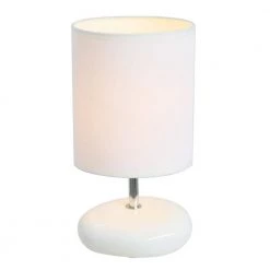 10.5 in. White Stonies Small Stone Look Bedside Table Lamp by Simple Designs