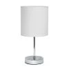 11.89 in. Chrome Mini Basic Table Lamp with White Fabric Shade by Simple Designs