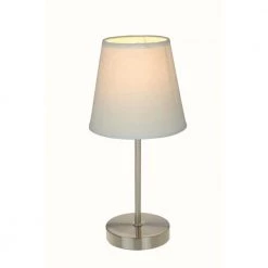 10 in. Sand Nickel Mini Basic Table Lamp with White Fabric Shade by Simple Designs