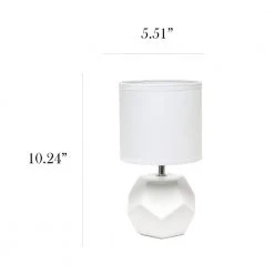 10.4 in. White Round Prism Mini Table Lamp with Matching Fabric Shade by Simple Designs -Simple Designs Online Shop white simple designs table lamps lt2065 wht 4f 1000