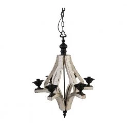 Harper 6-Light White Wash, Black Chandelier by A & B Home