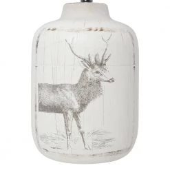 17 in. 1-Light Rustic Deer Buck Nature Printed Ceramic Farmhouse Accent Table Lamp with Fabric Shade by Simple Designs 11 17 in. 1-Light Rustic Deer Buck Nature Printed Ceramic Farmhouse Accent Table Lamp with Fabric Shade by Simple Designs -Simple Designs Online Shop white wash simple designs table lamps lt1065 der 1f 1000