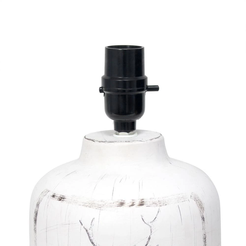 17 in. 1-Light Rustic Deer Buck Nature Printed Ceramic Farmhouse Accent Table Lamp with Fabric Shade by Simple Designs 5 17 in. 1-Light Rustic Deer Buck Nature Printed Ceramic Farmhouse Accent Table Lamp with Fabric Shade by Simple Designs - Image 5